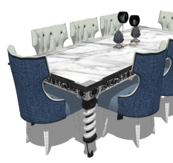 欧式餐桌椅su模型