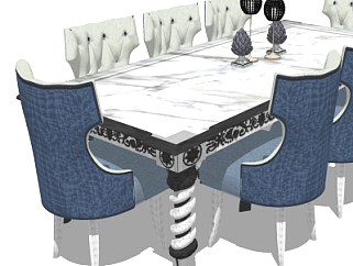 欧式餐桌椅su模型