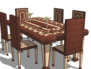 <em>欧式</em>餐桌椅su模型