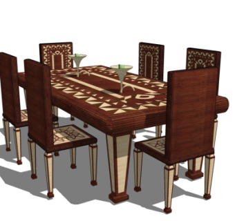 欧式餐桌椅su模型