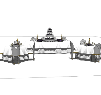 欧式餐桌椅su模型