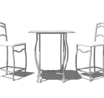 现代高脚吧台桌椅su模型