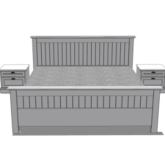 简欧双人床su模型
