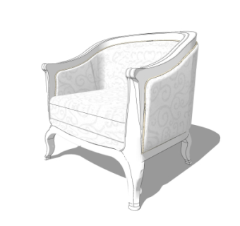 简欧布艺实木单椅su模型