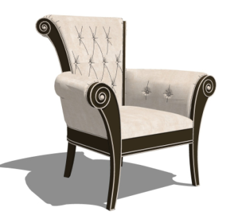 简欧布艺实木单椅su模型