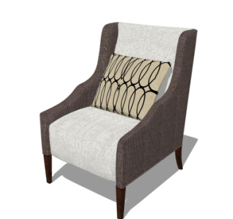 简欧布艺单椅su模型