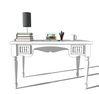 简欧书桌su模型