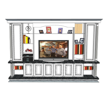 欧式电视柜su模型