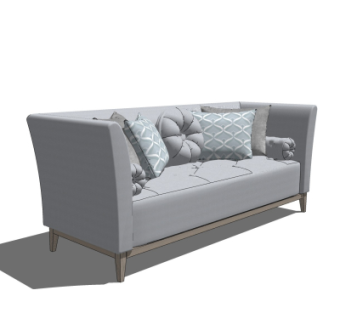 北欧布艺双人沙发su模型
