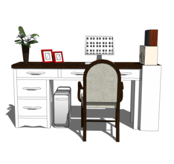 简欧书桌椅子组合su模型