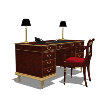 美式书桌su模型