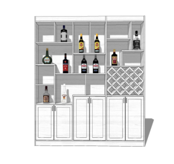 简欧酒柜su模型