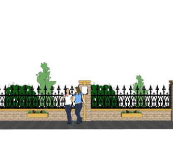 欧式围墙栏杆su模型