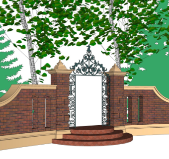 欧式花园门su模型