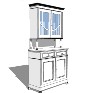 简欧多功能装饰柜su模型