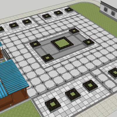 中式广场景观su模型