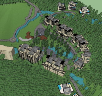 现代别墅区规划su模型