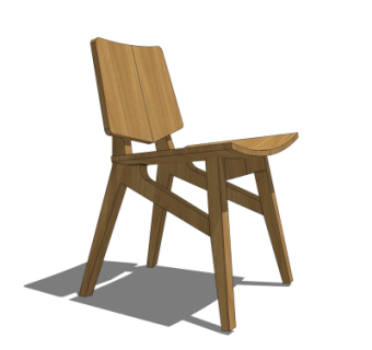 北欧实木单椅su模型