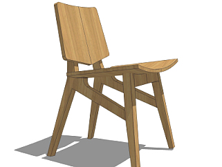 北欧实木单椅su模型