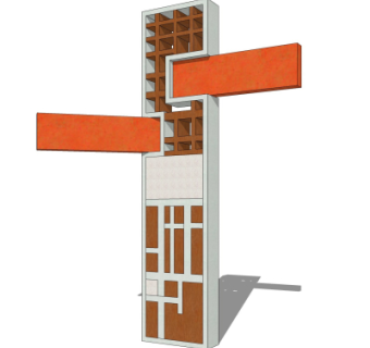 新中式指示牌su模型