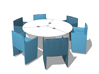 现代<em>圆形餐桌</em>su模型
