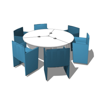 现代圆形餐桌su模型