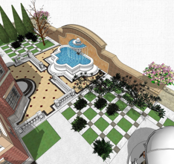 欧式庭院花园su模型