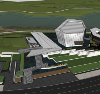 现代售楼处外观su模型