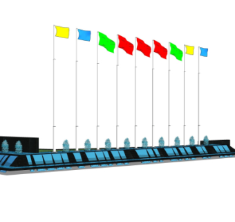 现代喷泉水景su模型