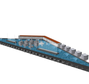 现代喷泉水景su模型