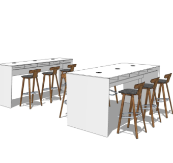 现代吧台椅组合su模型