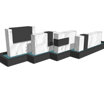 现代景观墙水景su模型