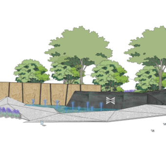 现代景观墙su模型