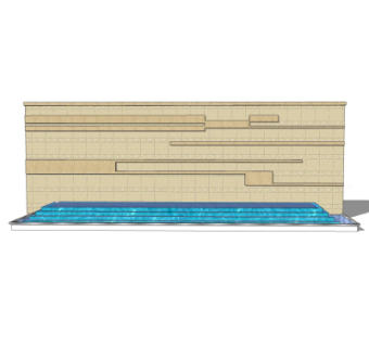 现代景观墙水景su模型