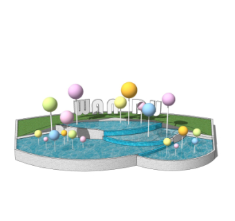 现代水景小品su模型