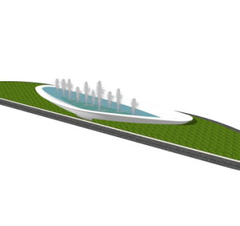 现代喷泉水景su模型