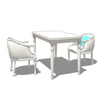 美式餐桌椅su模型