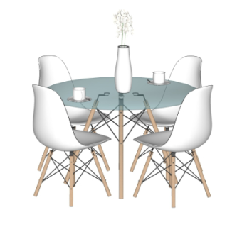 现代圆形休闲桌椅su模型