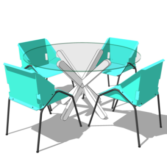 现代圆形休闲桌椅su模型