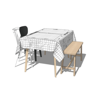 北欧餐桌椅su模型