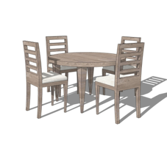 现代圆形餐桌椅su模型