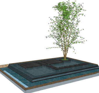 现代水景小品su模型