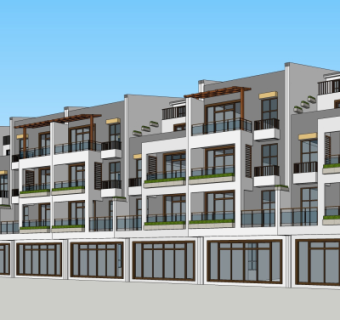 现代公寓楼su模型