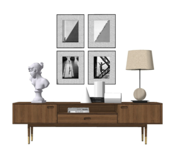 北欧实木边柜su模型