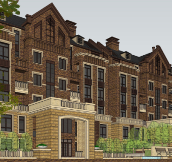 新古典公寓楼su模型