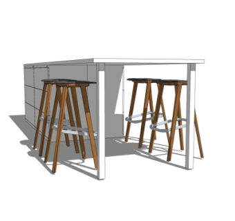 现代吧台组合su模型
