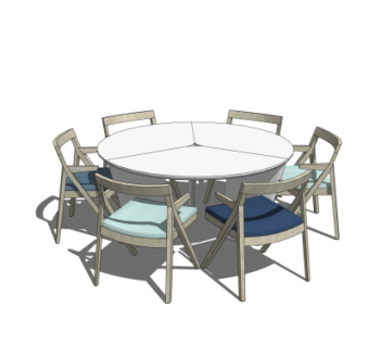 现代圆形餐桌su模型