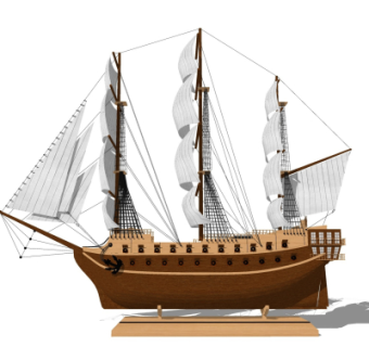 现代帆船摆件su模型