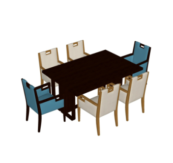 新中式餐桌椅su模型