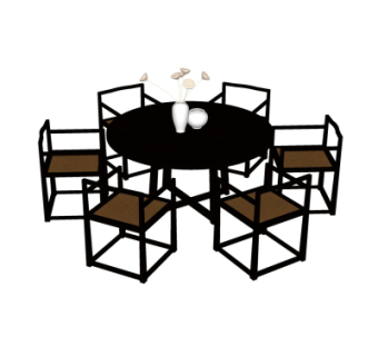 新中式餐桌椅su模型